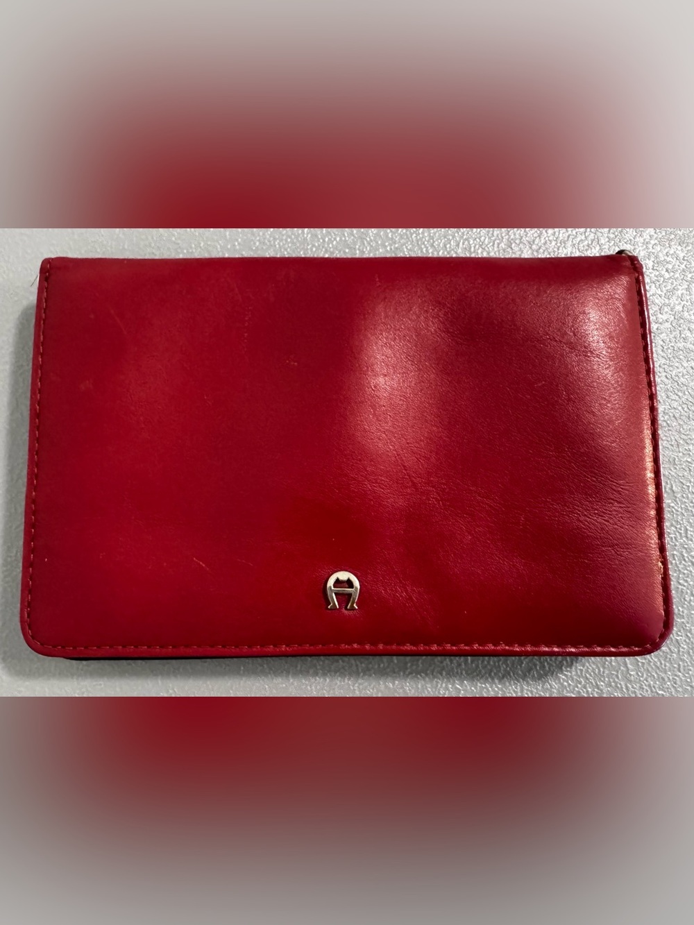 VTG Etienne Aigner Red/Maroon Wallet Purse with Silver Logo Accent OS
